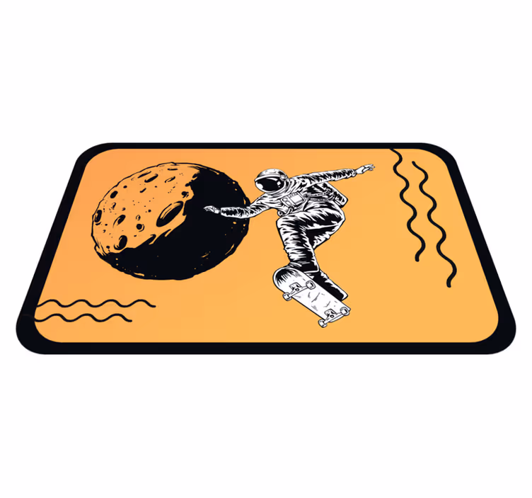 Håndtegnet astronaut skateboard vinyl teppe soverom - Tenstickers