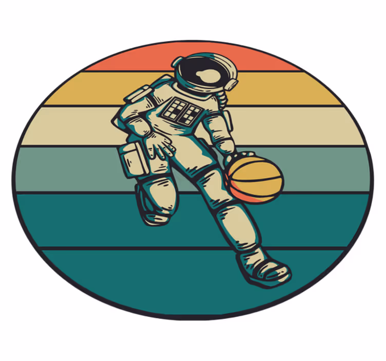 Vintage basketball astronaut vinyl teppe soverom - Tenstickers