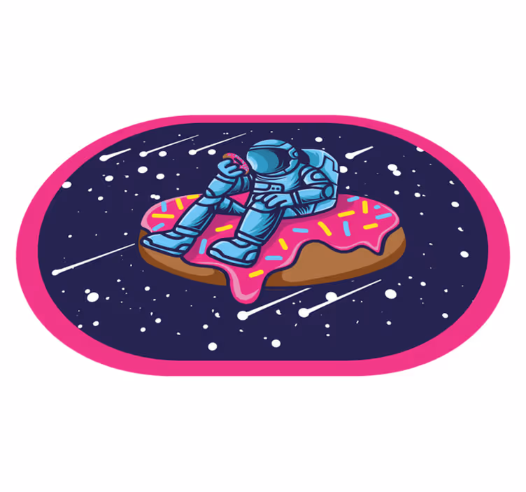 Astronaut på smultring vinyl teppe ungdom - Tenstickers