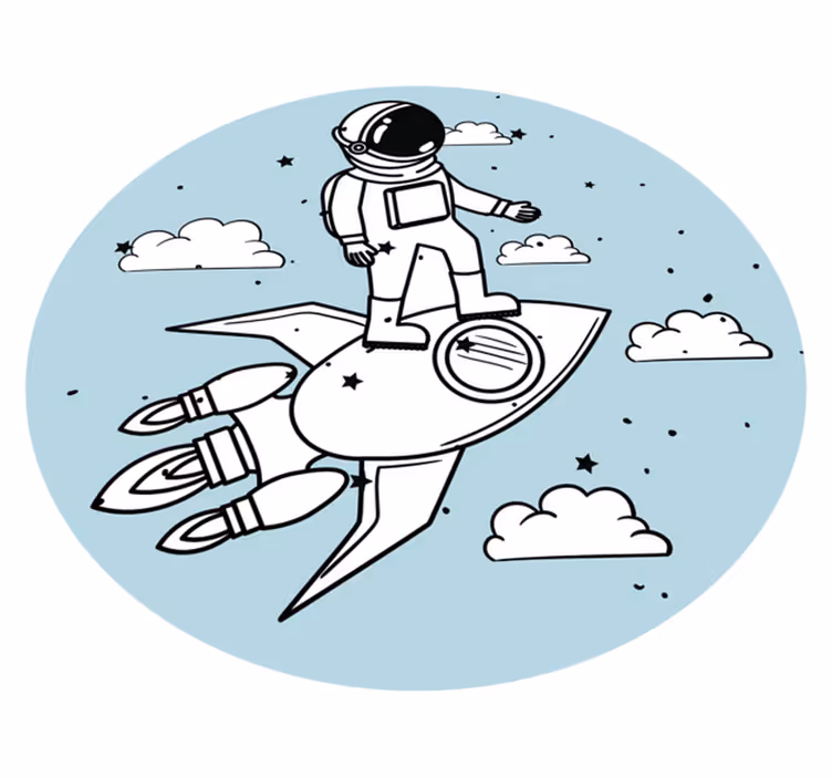Astronaut rakett eventyr vinyl teppe spedbarn - Tenstickers