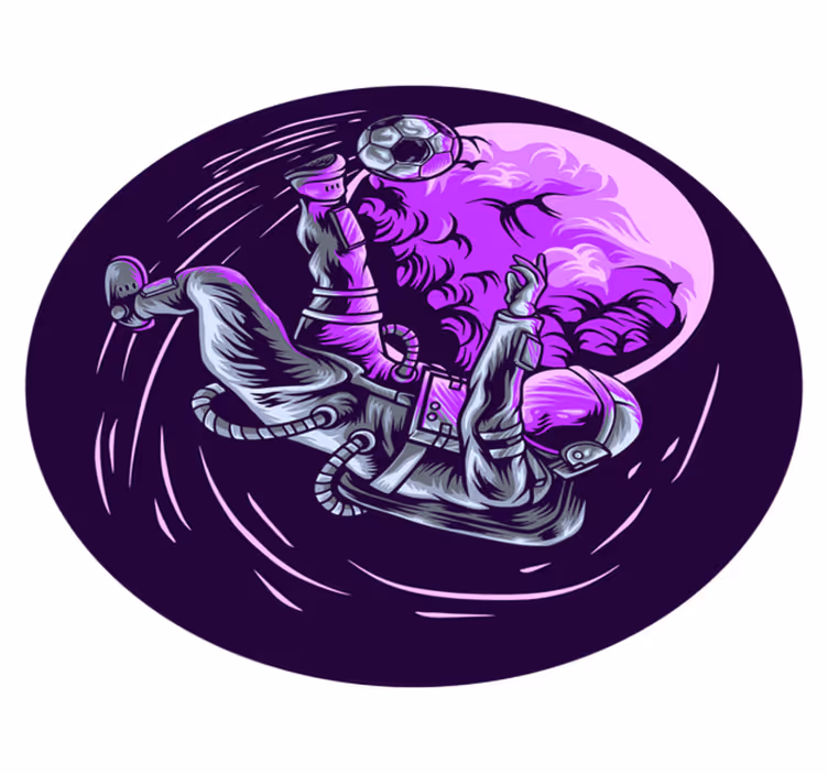 Astronaut som spiller fotball vinyl teppe soverom - Tenstickers