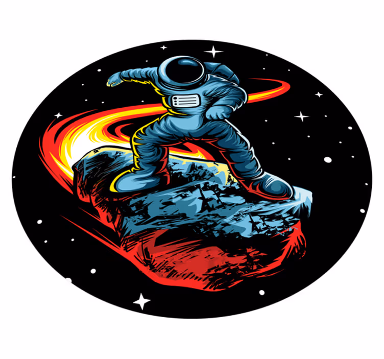 Astronaut med meteor vinyl teppe stue - Tenstickers