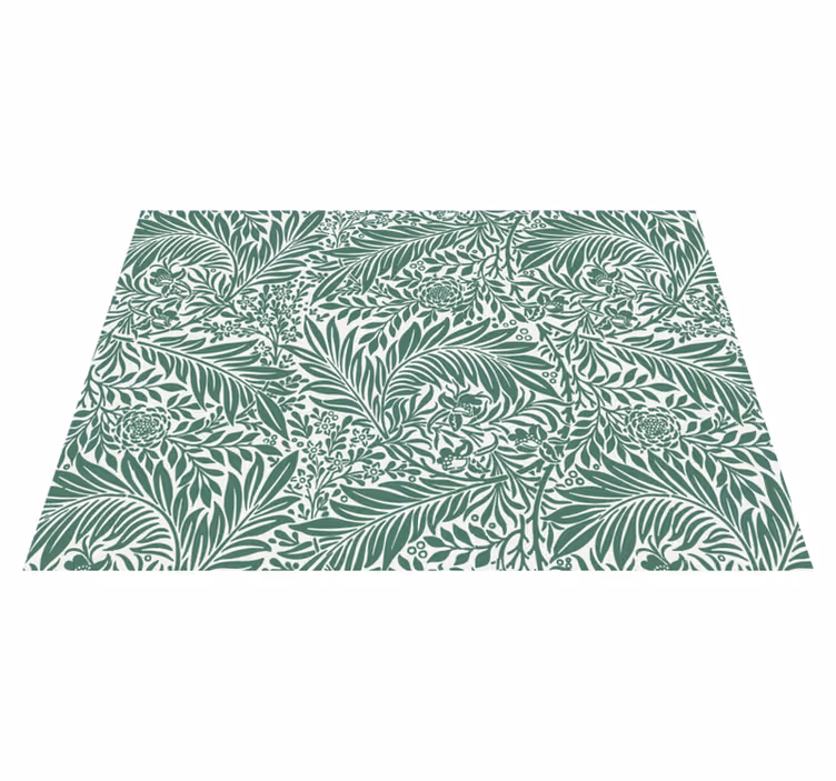 Grønt løvmønster vinyl teppe blomster og planter - Tenstickers