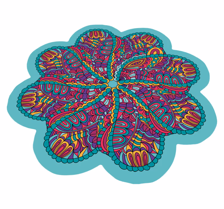 Levende fargerikt motiv vinyl teppe mandala - Tenstickers