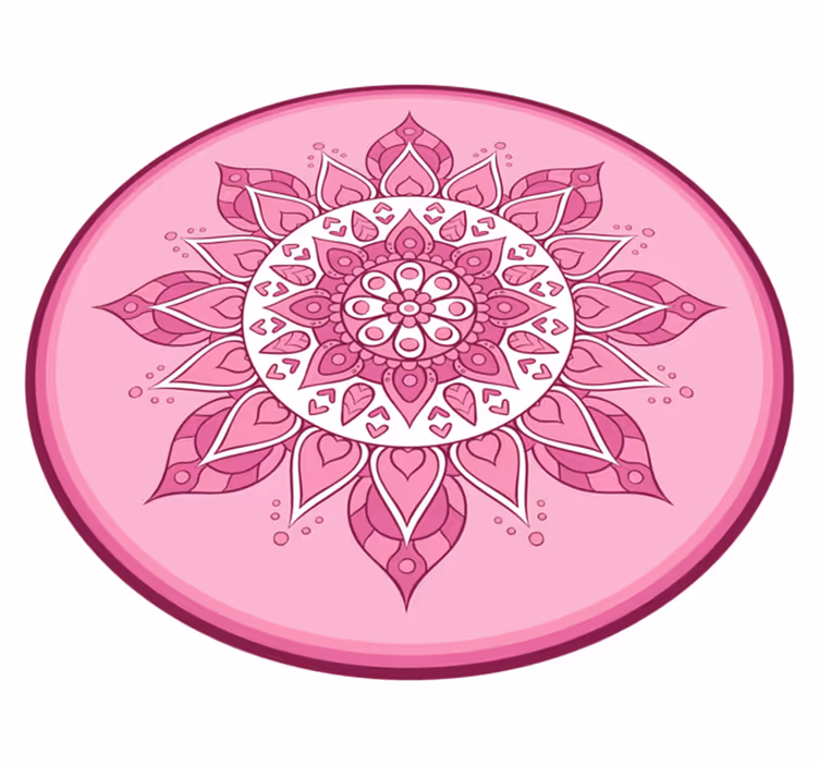 Rosa blomstermeditasjon vinyl teppe mandala - Tenstickers