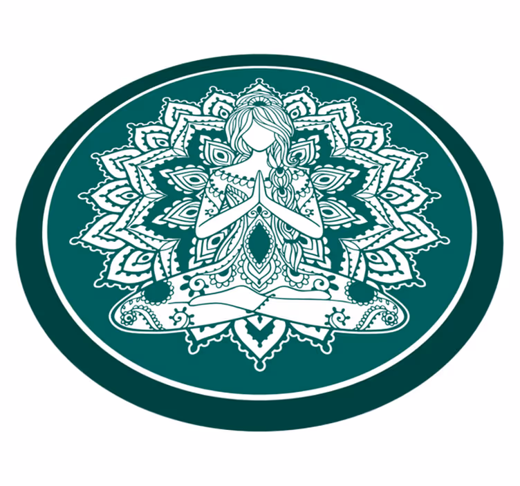 Mandala med mediterende kvinne vinyl teppe mandala - Tenstickers