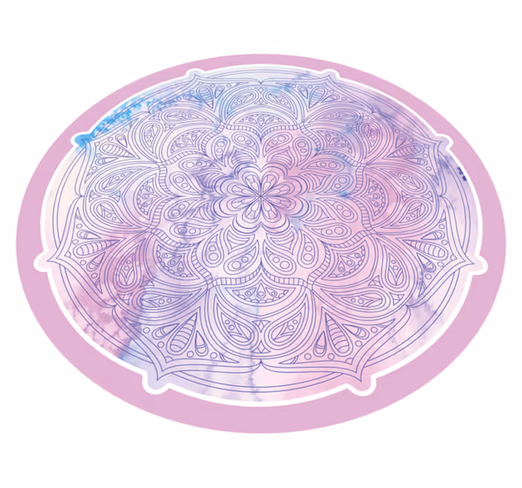 Pastellrosa blomster vinyl teppe mandala - Tenstickers