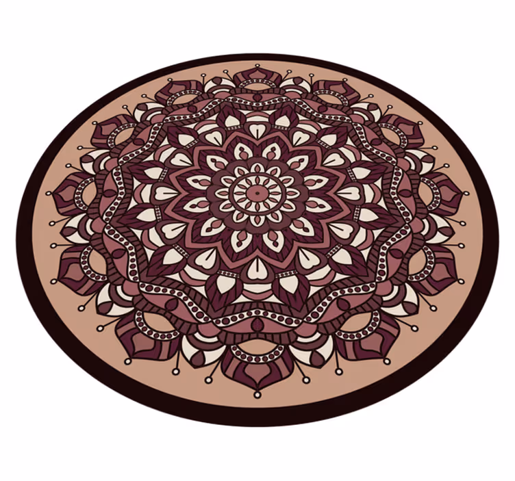 Brunt komplekst motiv vinyl teppe mandala - Tenstickers