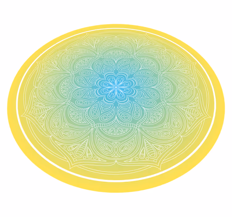Blått og gult mandalamønster vinyl teppe mandala - Tenstickers