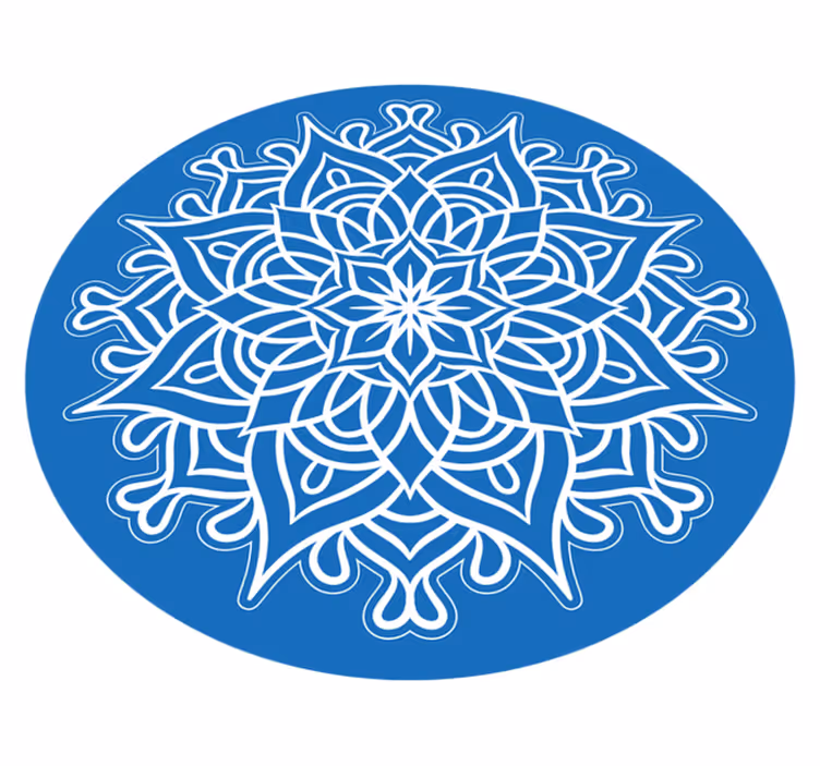 Intrikat blå komposisjon vinyl teppe mandala - Tenstickers