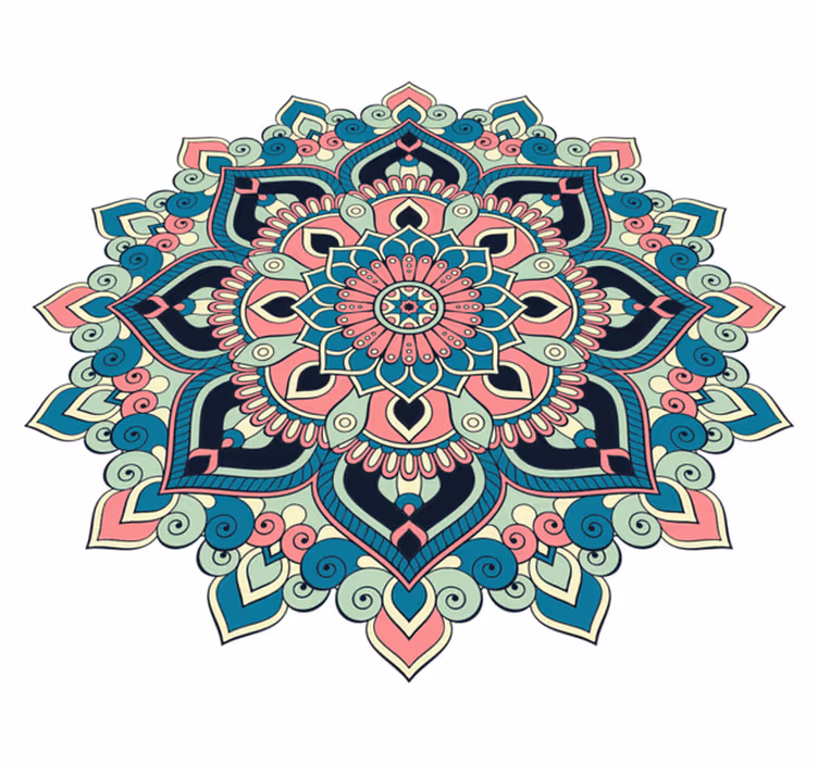 Vinyl teppe mandala fargerikt blomsterdesign - Tenstickers
