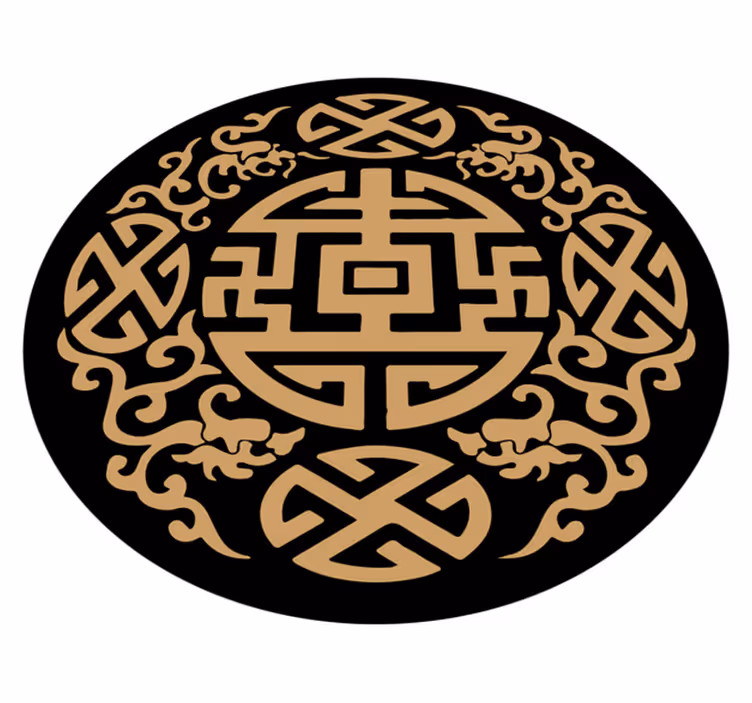 Kulturelt symbolmotiv vinyl teppe rund - Tenstickers