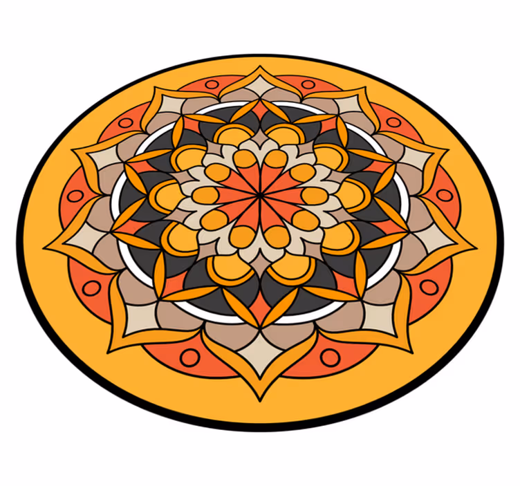 Levende mandala-element vinyl teppe rund - Tenstickers