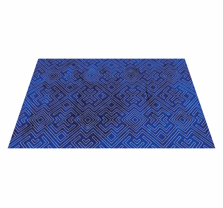 Marineblå stammedesign vinyl teppe geometrisk - Tenstickers