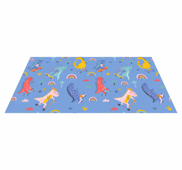Fargerikt dinosaureventyr vinyl teppe spedbarn - Tenstickers