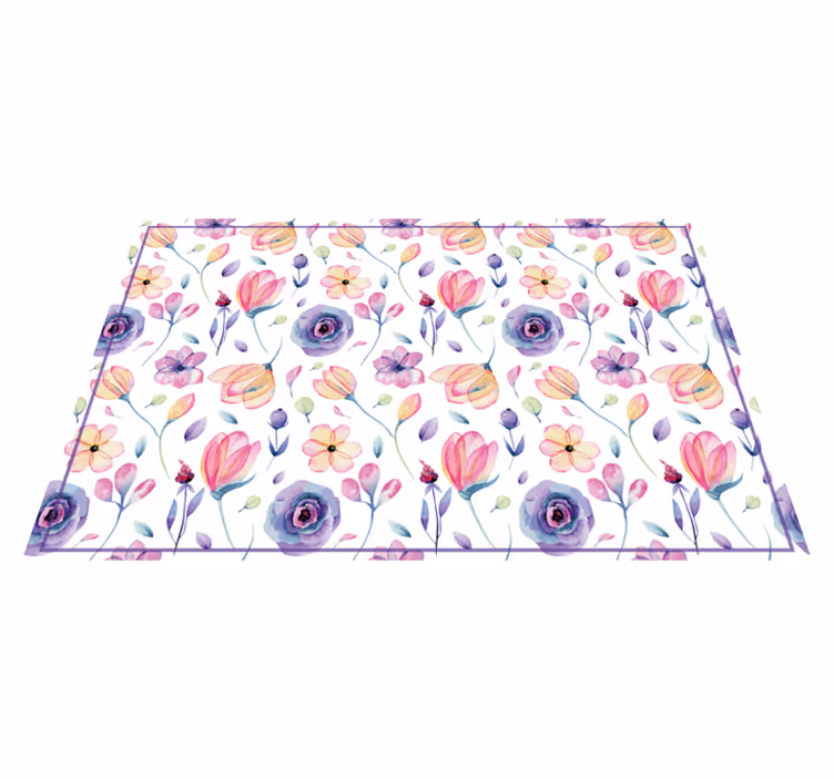 Blomstermønster i akvarell vinyl teppe blomster og planter - Tenstickers