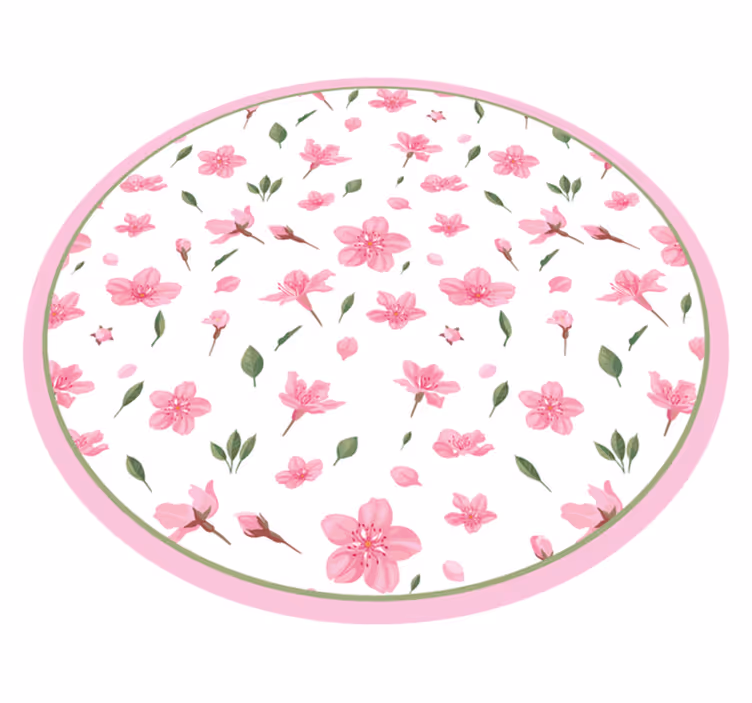 Blomstrende rosa blomster og planter vinyl teppe - Tenstickers