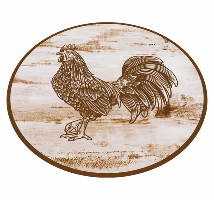 Vintage hane illustrasjon vinyl teppe dyr - Tenstickers