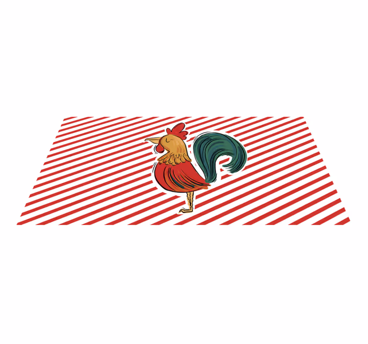 Farget hane design original vinyl teppe dyr - Tenstickers