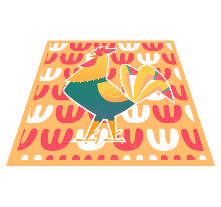Fargerik hanekunst vinyl teppe dyr - Tenstickers