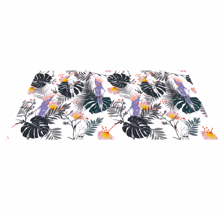 Tropisk bladarrangement vinyl teppe stue - Tenstickers