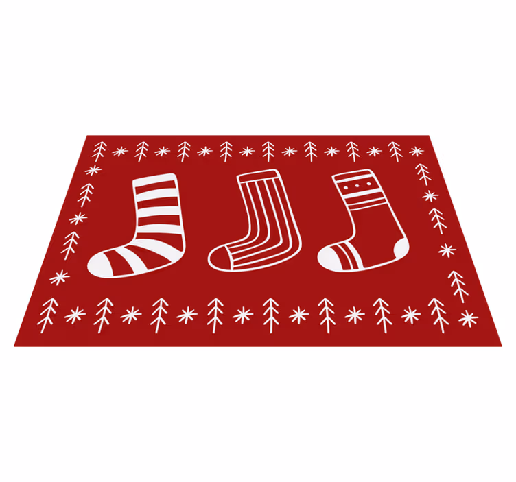Røde festsokker Jul vinyl teppe - Tenstickers