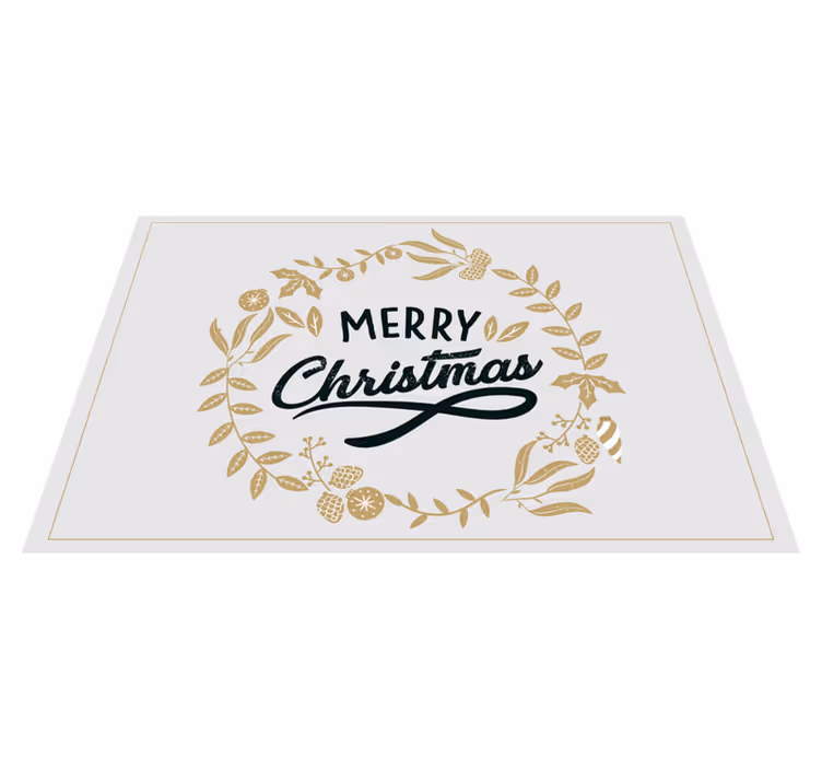 Gledelig gyllen hilsen Jul vinyl teppe - Tenstickers