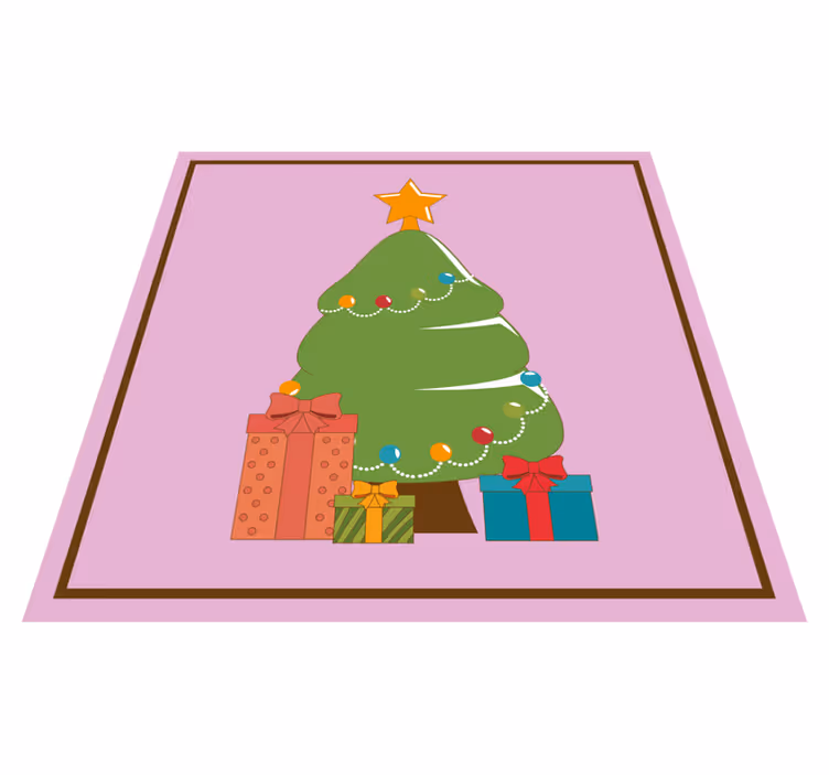 Illustrasjon av et tre med gaver Jul vinyl teppe - Tenstickers