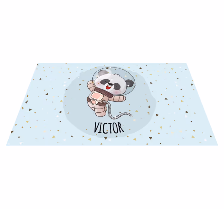 Søt panda-astronaut vinyl teppe med navn - Tenstickers