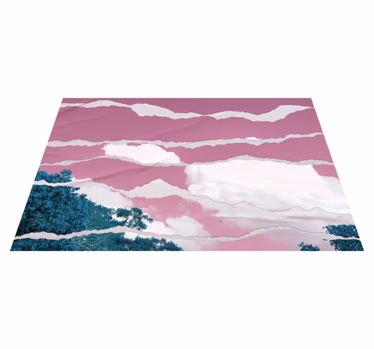 Rosa revet himmel vinyl teppe natur - Tenstickers