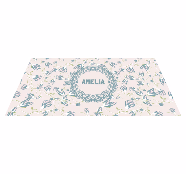 Blomsterdesign med navn vinyl teppe soverom - Tenstickers