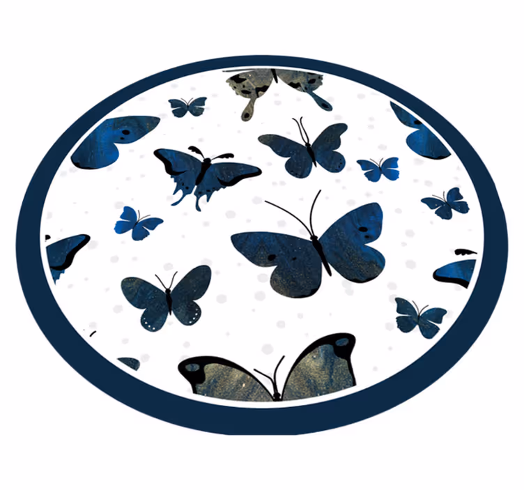Blå sommerfugler motiv vinyl teppe dyr - Tenstickers