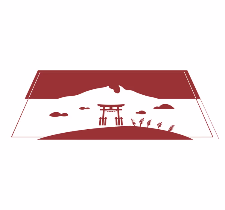 Japansk struktur innsjø, fjell vinyl teppe moderne - Tenstickers