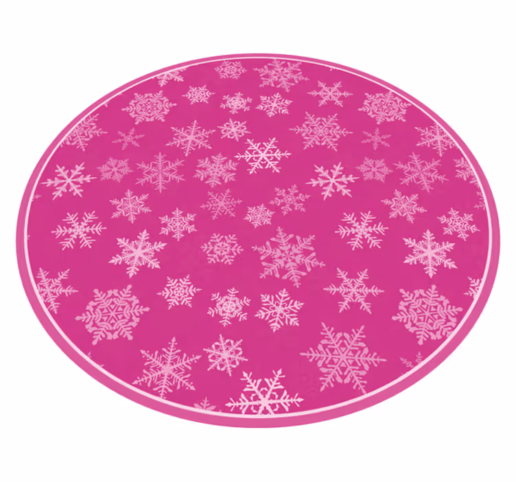 Rosa snøfnuggmønster Jul vinyl teppe - Tenstickers