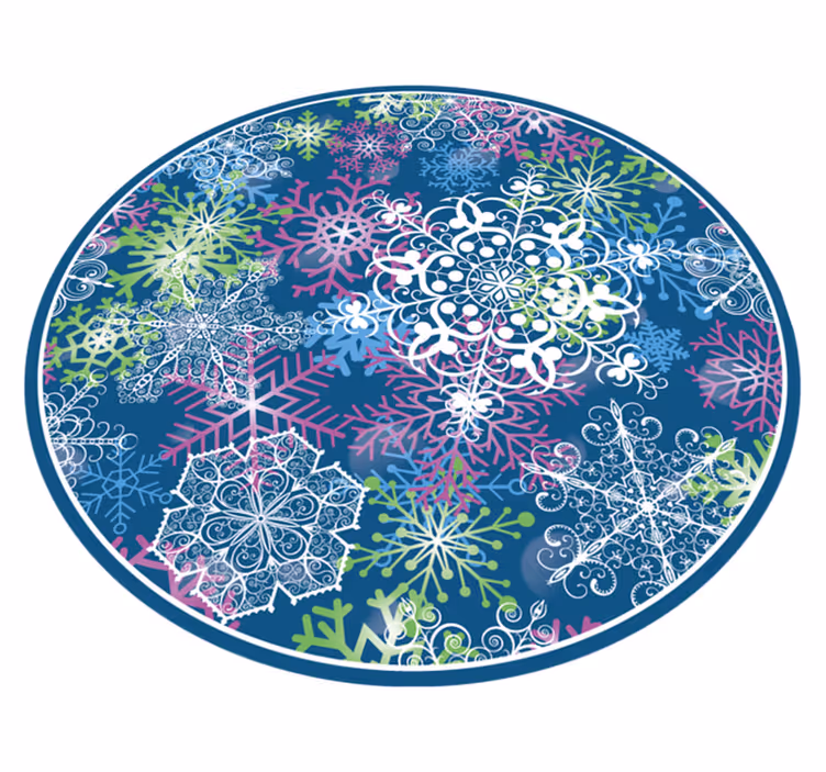 Fargerikt snøfnuggmønster Jul vinyl teppe - Tenstickers