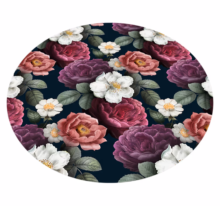 Grasiøs botanisk komposisjon vinyl teppe blomster og planter - Tenstickers