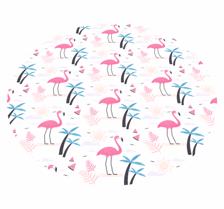 Flamingo tropisk scene vinyl teppe ungdom - Tenstickers