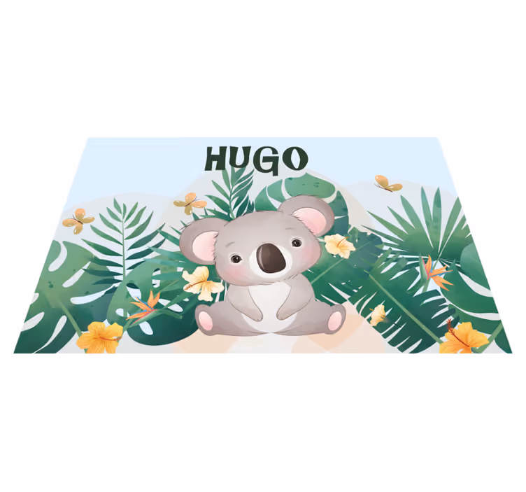 Koala-tema vinyl teppe med navn - Tenstickers