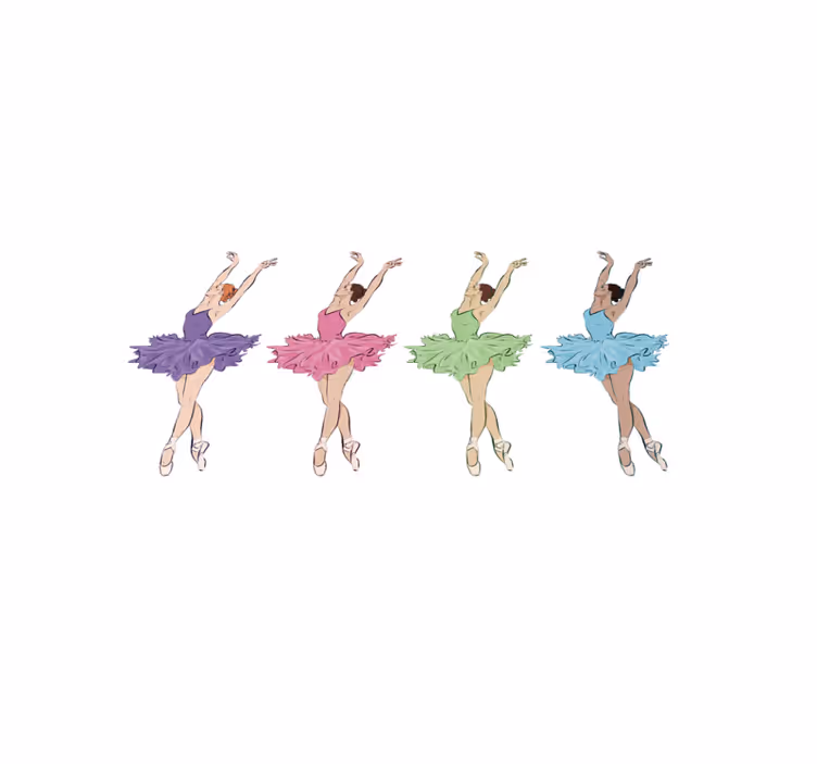 Fargerike ballettdansere Vinyl teppe flere barn - Tenstickers