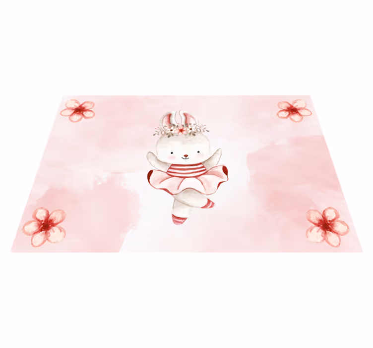 Kanin ballerina i roser Vinyl teppe flere barn - Tenstickers