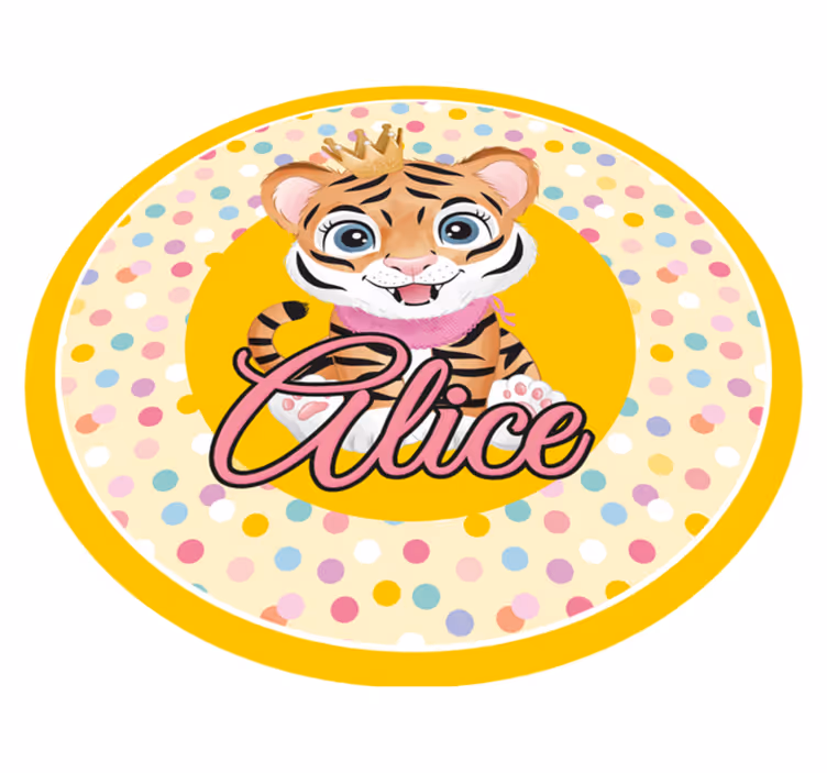 Søt tiger for jente med navn vinyl teppe baby - Tenstickers