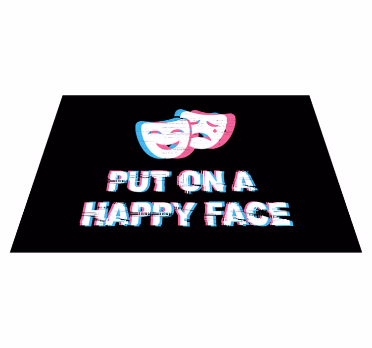 Ta på et lykkelig ansikt originalt design vinyl teppe moderne - Tenstickers