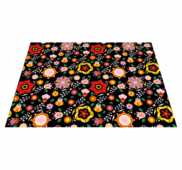 Polsk folkloremønster vinyl teppe blomster og planter - Tenstickers