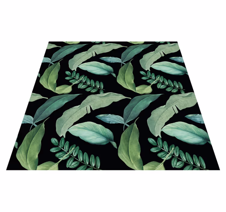 Bladgrønn botanisk vinyl teppe natur - Tenstickers