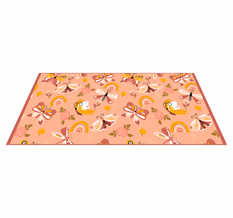Fargerike blomstersommerfugler vinyl teppe baby - Tenstickers