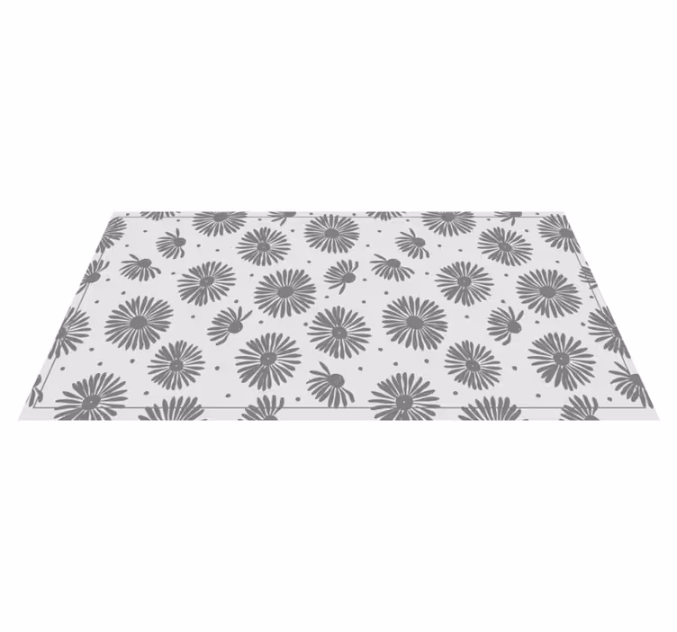Varme gråtoner blomster vinyl teppe blomster og planter - Tenstickers