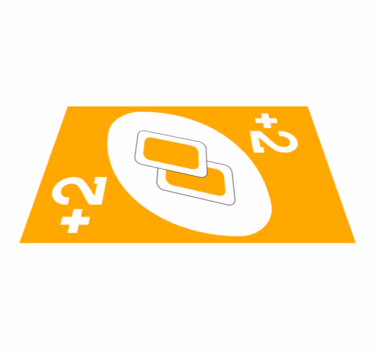 Uno -kort pluss to i gult vinyl teppe ungdom - Tenstickers