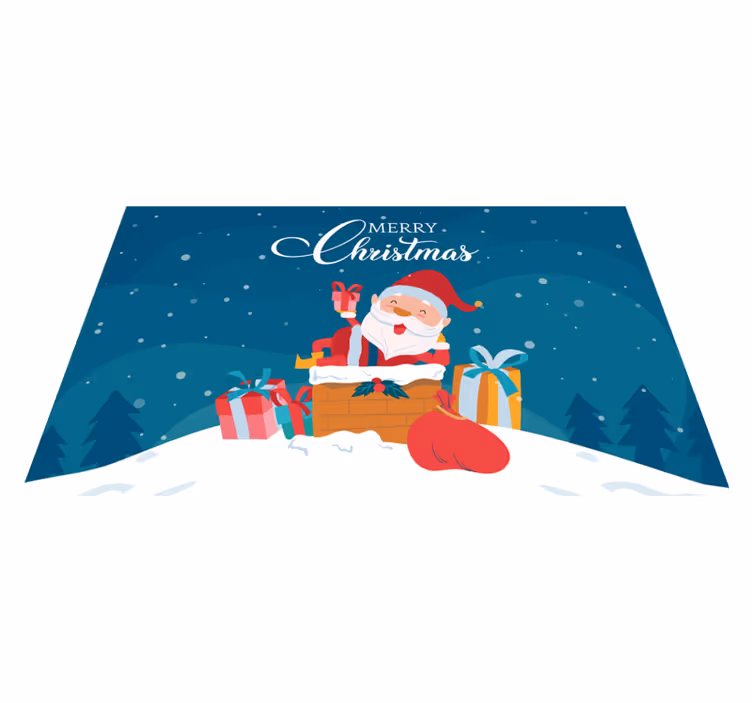 Julenissen med gaver Jul vinyl teppe - Tenstickers