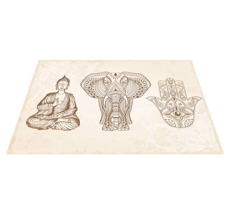 Buddha elefanthånd vinyl teppe mandala - Tenstickers