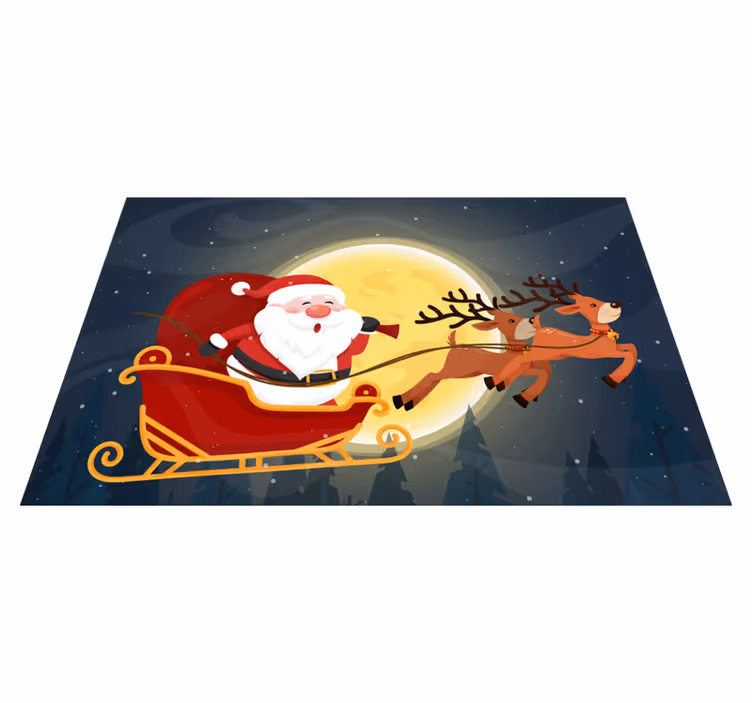 Karikatur, nisse, inn, hans, slede Jul vinyl teppe - Tenstickers